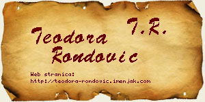 Teodora Rondović vizit kartica